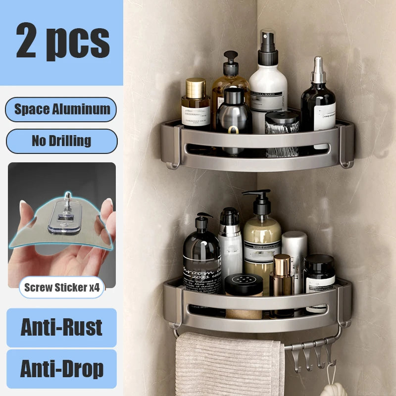 LUXIGEAR Bathroom Shower Caddy 2 Triangle Greys