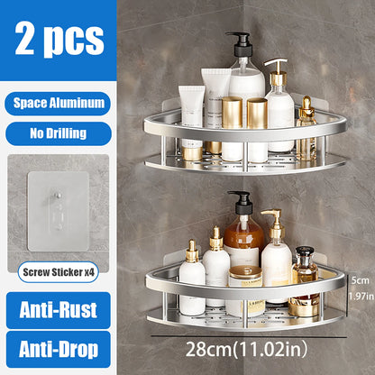 LUXIGEAR Bathroom Shower Caddy 2 Triangle Silver