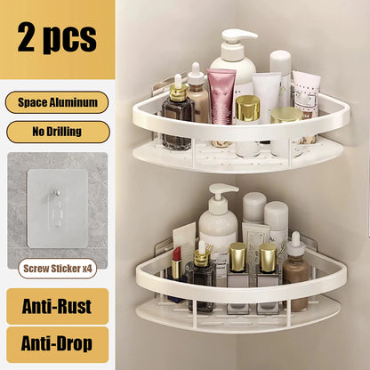 LUXIGEAR Bathroom Shower Caddy 2pcs Triangle White