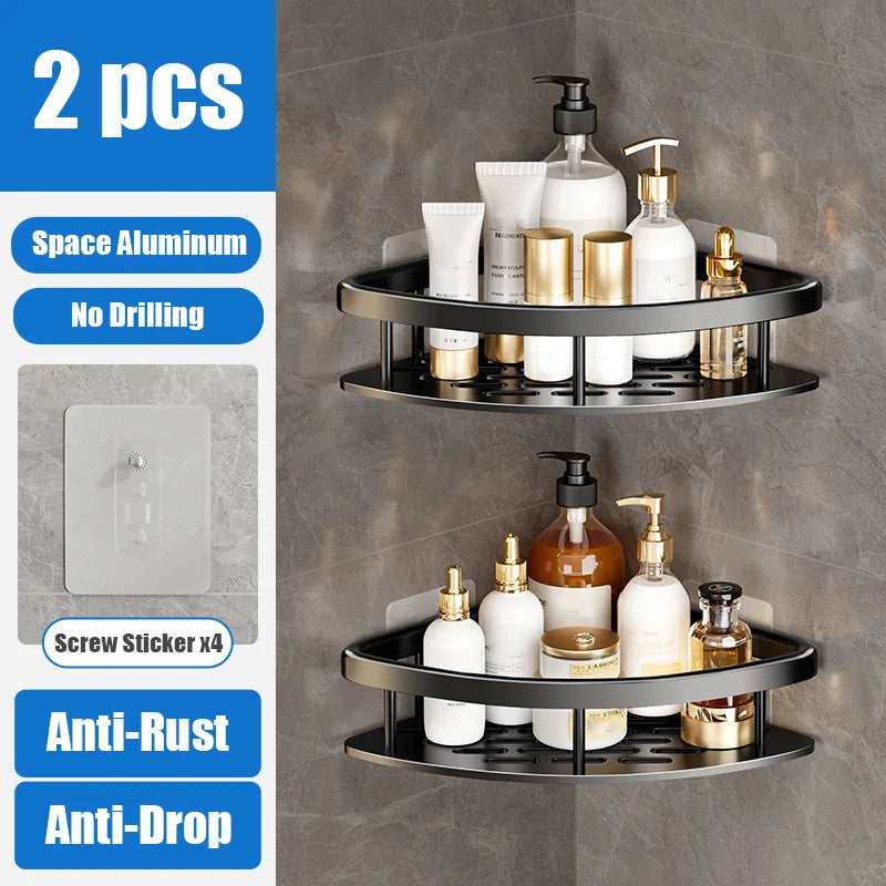 LUXIHOME Shower Caddy 2pcs Triangle Small Black