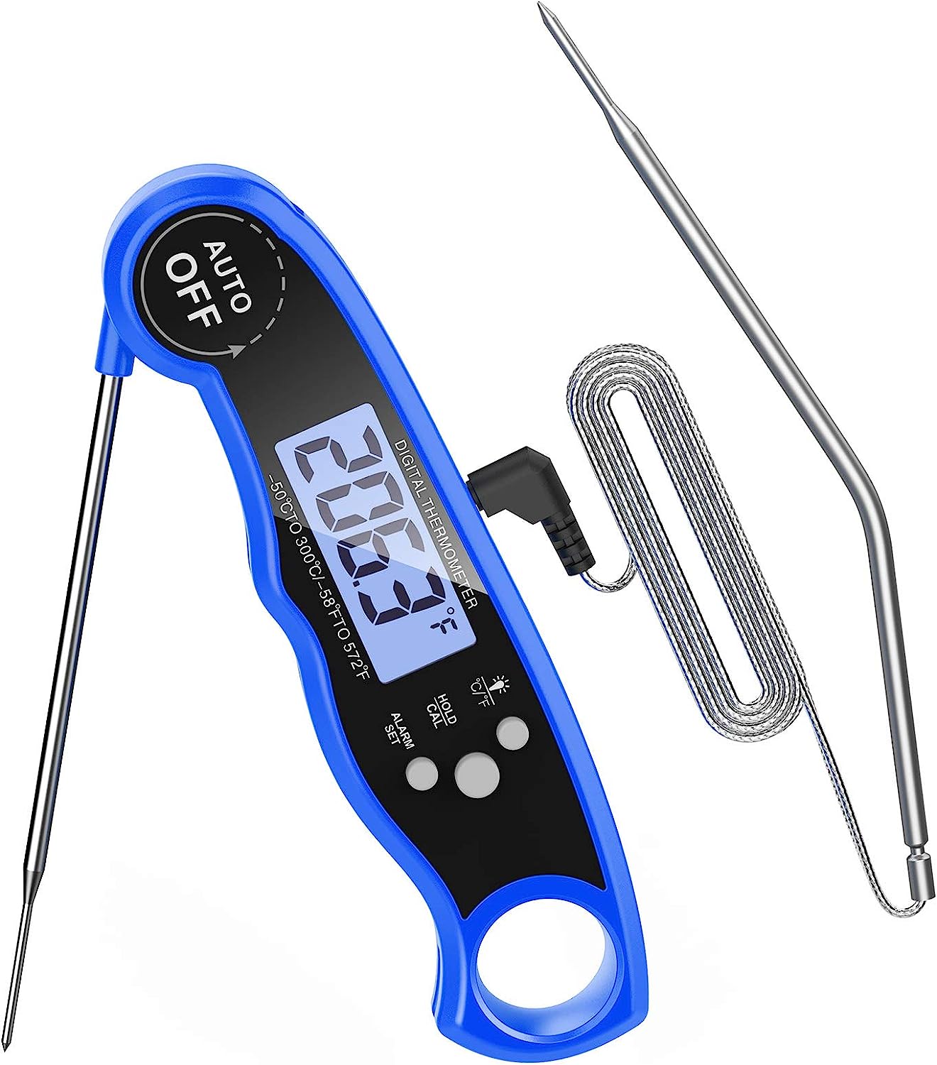 LUXIGEAR Dual Probe Cooking Grill Thermometer with LCD Backlight and Alarm Function for BBQ, Oven