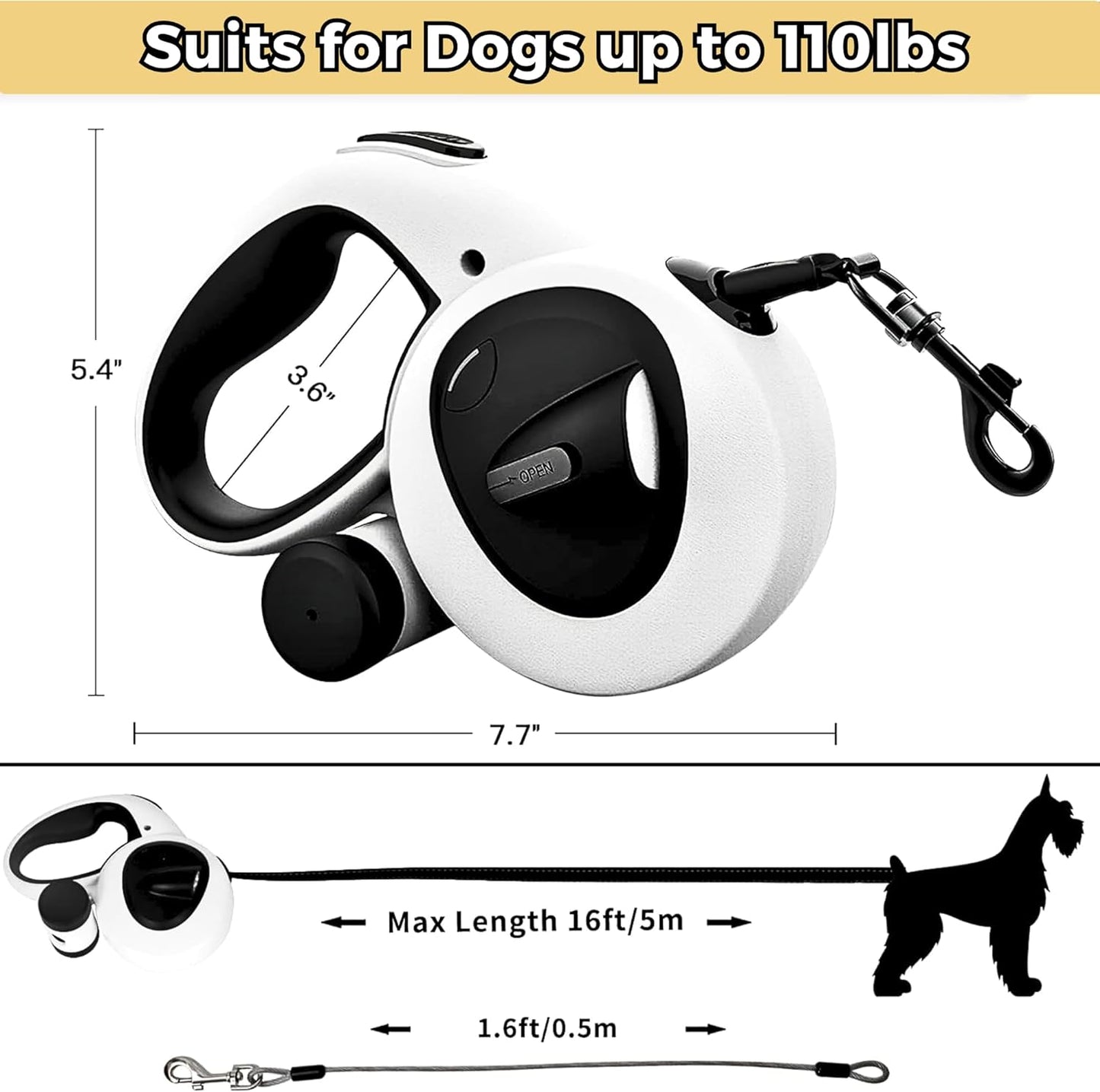 PetJiggle™ 3-In-1 Retractable Dog Leash and Poop Bag