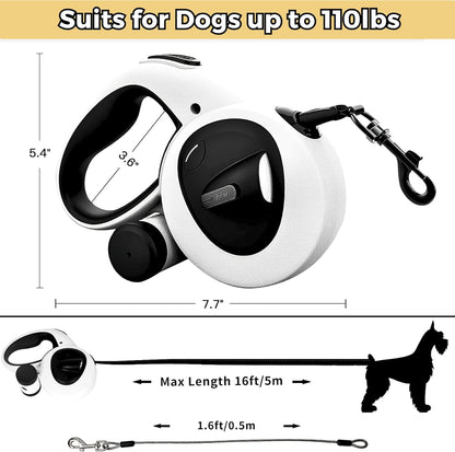 PetJiggle™ 3-In-1 Retractable Dog Leash and Poop Bag