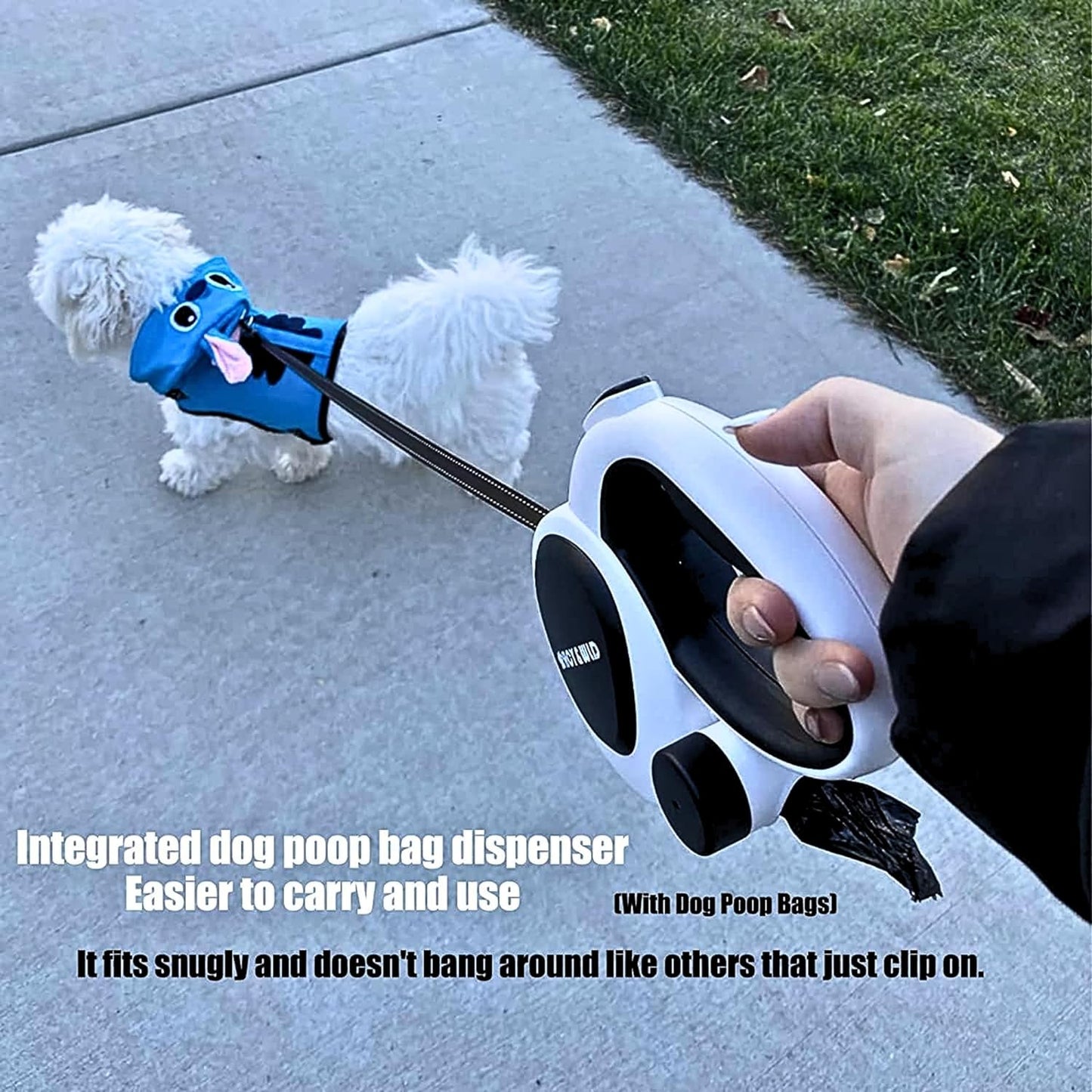 PetJiggle™ 3-In-1 Retractable Dog Leash and Poop Bag