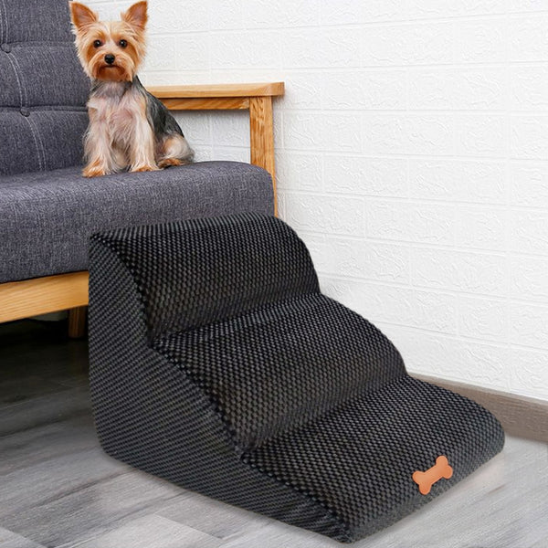 Rampa para cães PetJiggle para cama com escada removível antiderrapante de 3 escadas