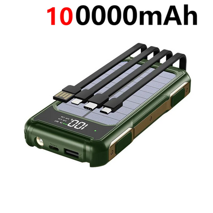 XIBUZZ™ Solar Power Bank 200000mAh with 4-In-1 Cables