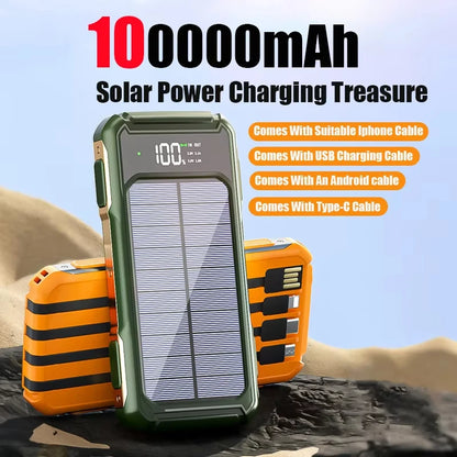 XIBUZZ™ Solar Power Bank 200000mAh with 4-In-1 Cables