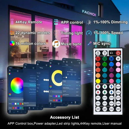 XIBUZZ™ USB LED Strip Lights RGB 5050 Bluetooth  16ft - 131ft