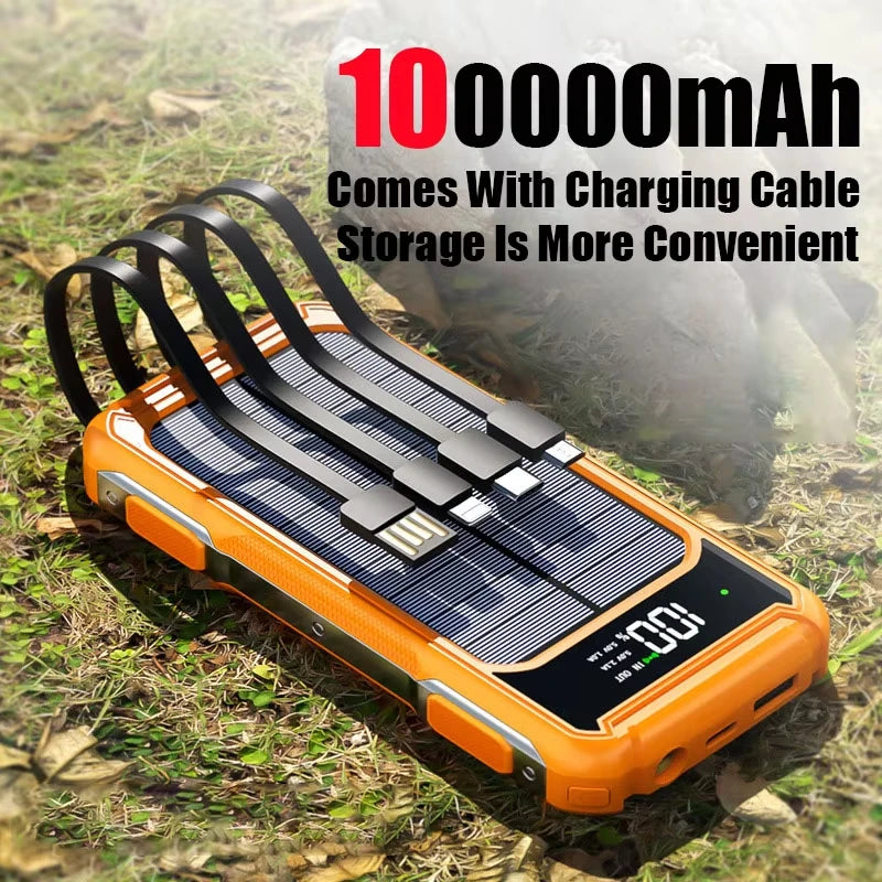 XIBUZZ™ Solar Power Bank 200000mAh with 4-In-1 Cables