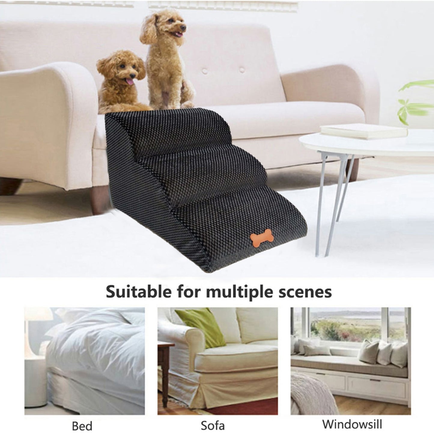 PetJiggle™  3-Stairs Dog Ramp
