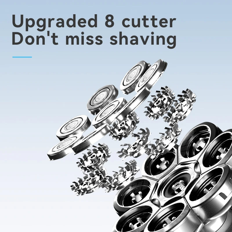 FlexiGear™ 8-In-1 Heads Men's Rechargeable Electric Shaver + USB  Fast Charging Adapter
