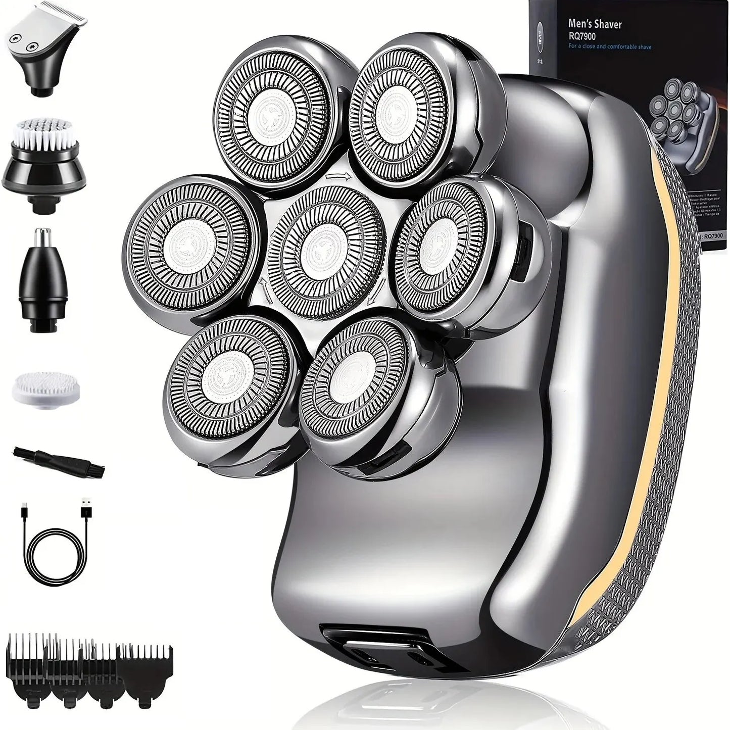 FlexiGear™ Men's Rechargeable Cordless Shaver  6 In 1  + USB  Fast Charging Adapter