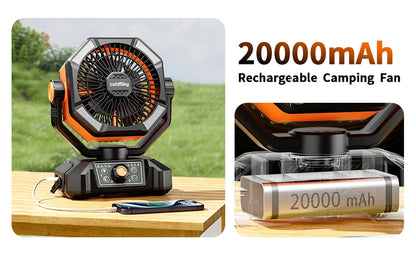 FlexiGear™ 8 Speeds Portable Camping Fan 20000mAh Battery