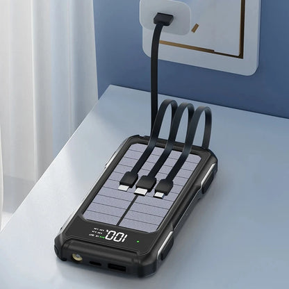 XIBUZZ™ Solar Power Bank 200000mAh with 4-In-1 Cables