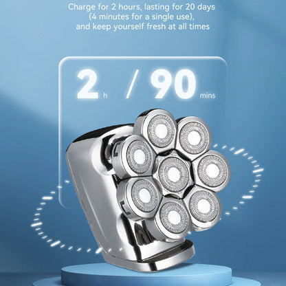 FlexiGear™ 8-In-1 Heads Men's Rechargeable Electric Shaver + USB  Fast Charging Adapter