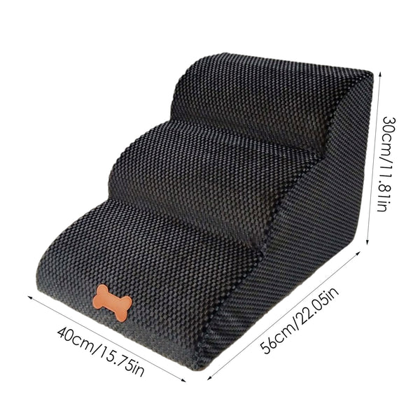 PetJiggle Dog  Ramp for bed with 3-stairs Anti-slip Removable Ladder