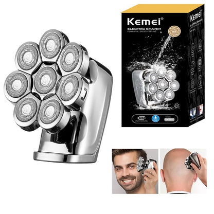 FlexiGear™ 8-In-1 Heads Men's Rechargeable Electric Shaver + USB  Fast Charging Adapter