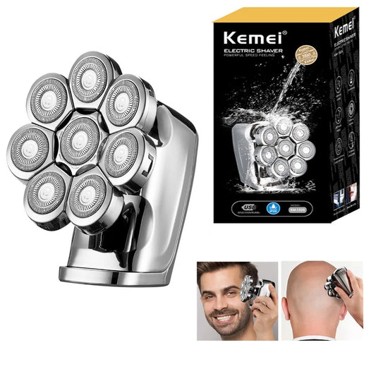 FlexiGear™ 8-In-1 Heads Men's Rechargeable Electric Shaver + USB  Fast Charging Adapter