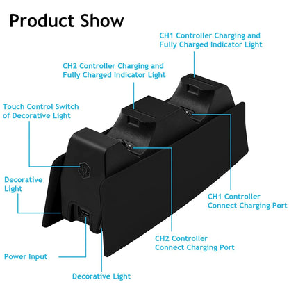 XIBUZZ™ PS5 Controller Charging Station with Dual Fast Charger Dock