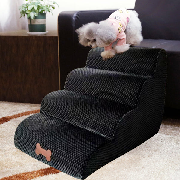 PetJiggle Dog  Ramp for bed with 3-stairs Anti-slip Removable Ladder