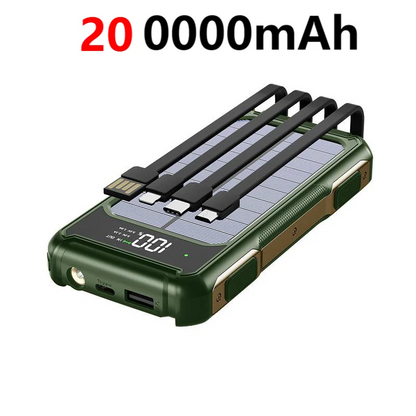 XIBUZZ™ Solar Power Bank 200000mAh with 4-In-1 Cables