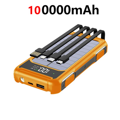 XIBUZZ™ Solar Power Bank 200000mAh with 4-In-1 Cables