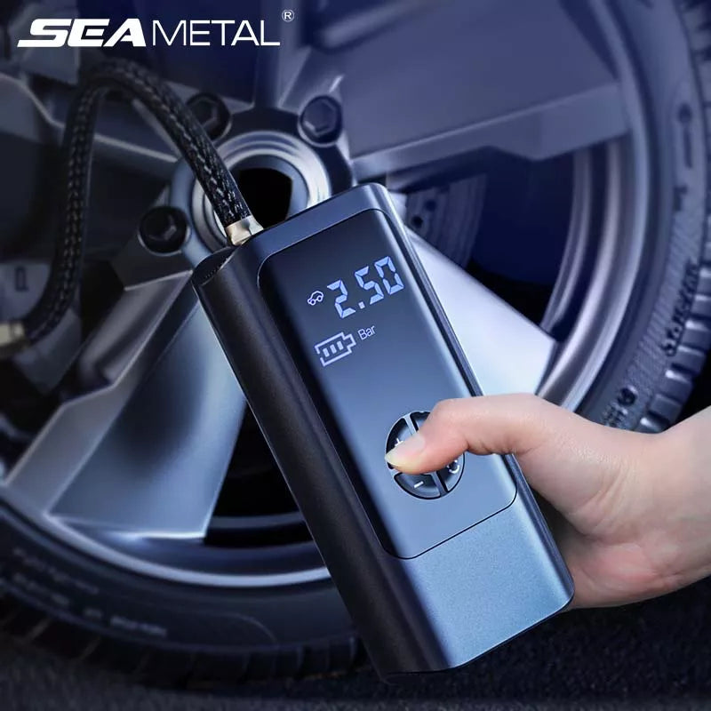 SEAMETAL 8000mAh Wireless Wired Portable Car Air Compressor 12V 150PSI Electric Tire Inflator Pump for Car Motorcycle Balls