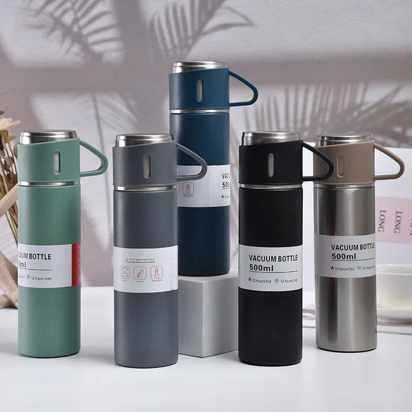 LUXIGEAR™ Stainless Steel Vacuum Flask Gift Set - 500ML Thermos Bottle