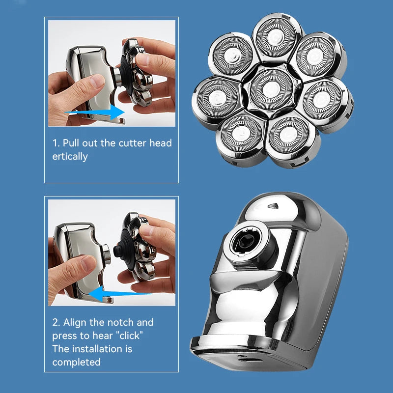 FlexiGear™ 8-In-1 Heads Men's Rechargeable Electric Shaver + USB  Fast Charging Adapter