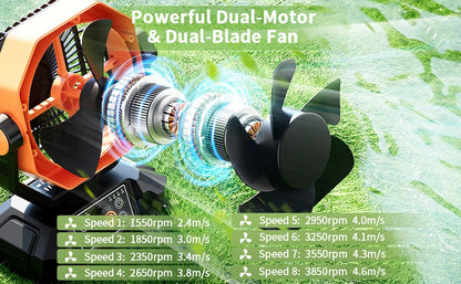FlexiGear™ 8 Speeds Portable Camping Fan 20000mAh Battery