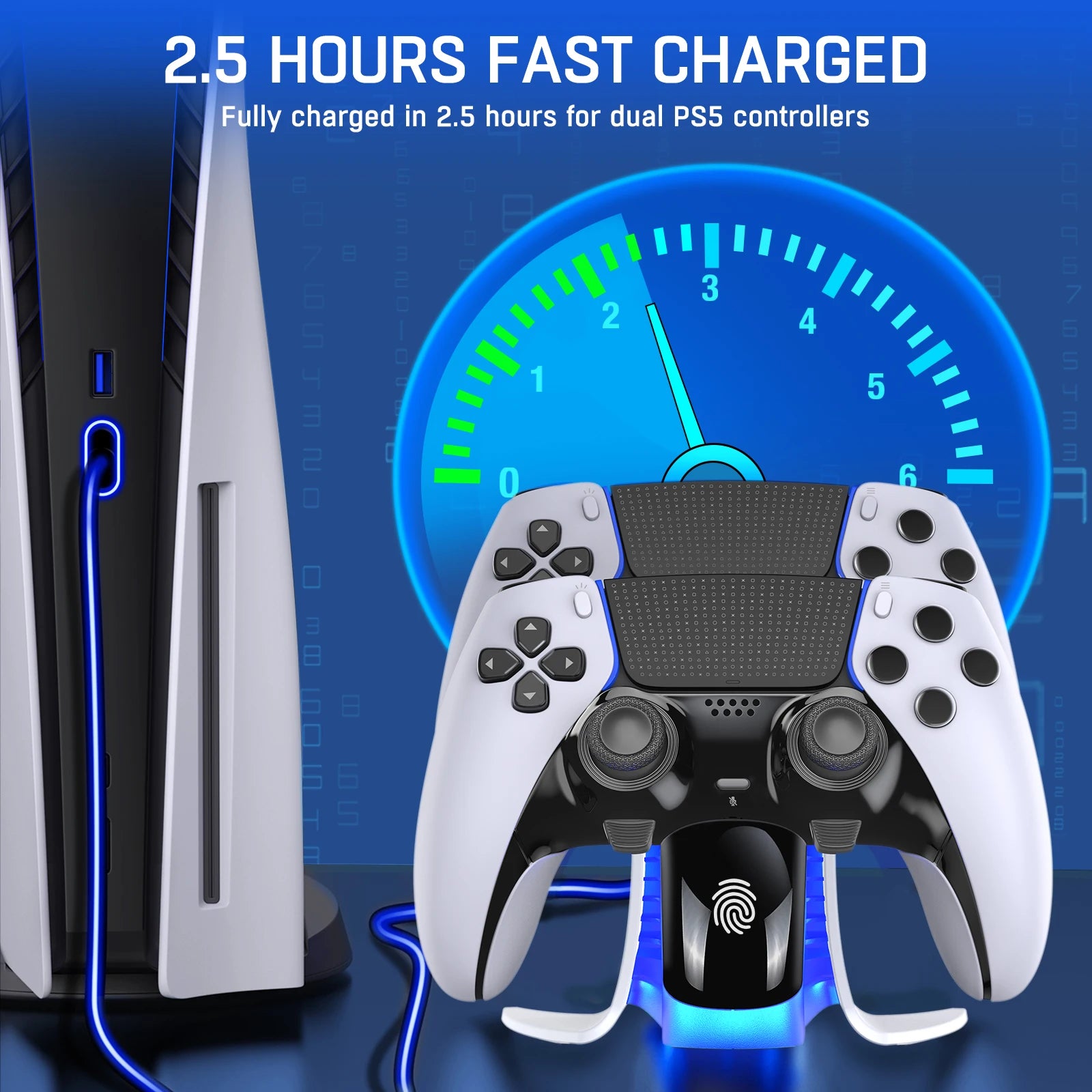 Dual Controller Charger For PS5 Charging Dock Station Dualsense Controllers with USB C Cable For PS5