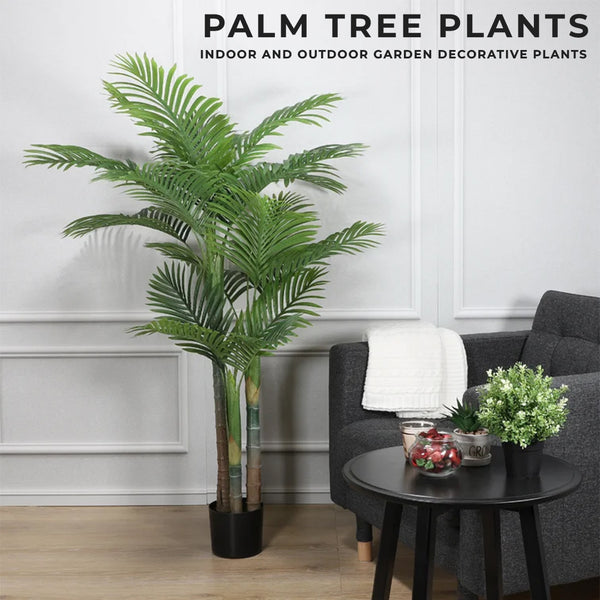 Venda por atacado de plantas artificiais de palmeira areca, plantas decorativas de jardim interno e externo