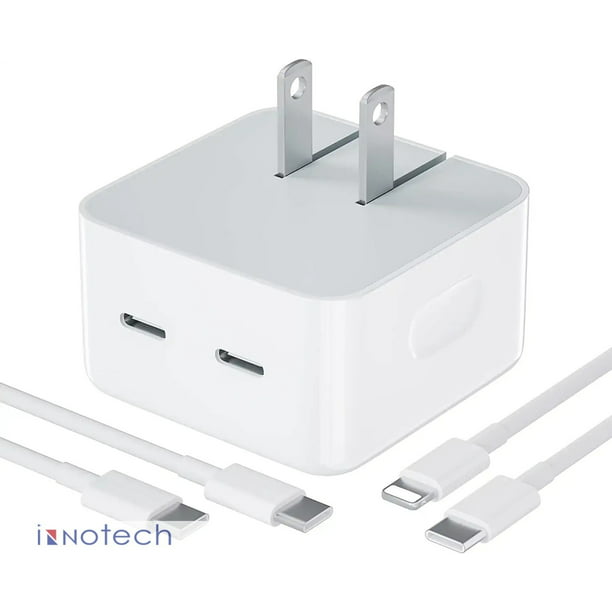 Dual USB-C Fast Charger with Lightning Cable for Apple iPhone 14/13/12 series