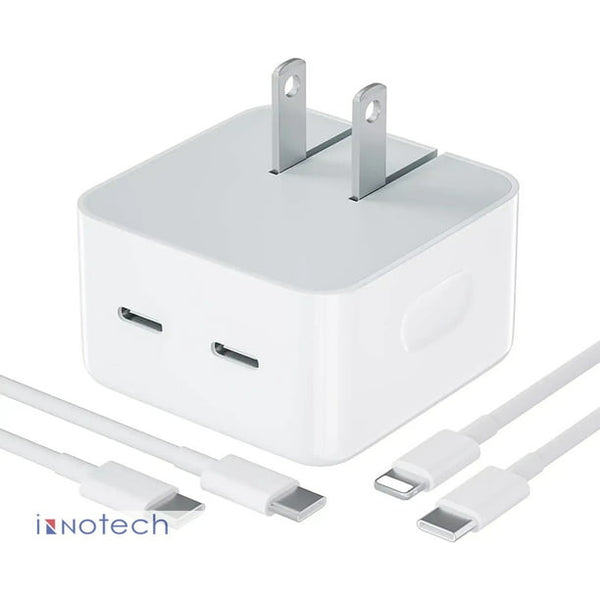 Carregador rápido USB-C duplo com cabo Lightning para Apple iPhone série 14/13/12 
