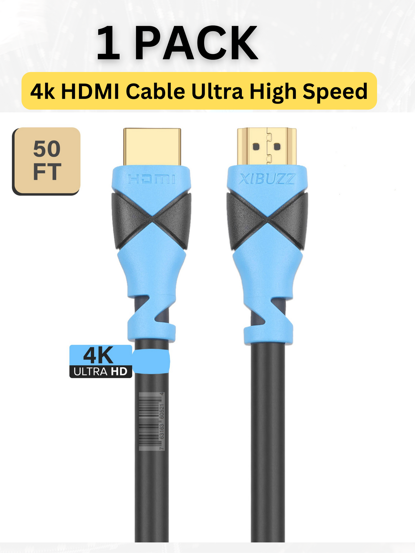 XIBUZZ™ 50ft HDMI 2.1 Cable 4K@120Hz 8K@60Hz & 48Gbps