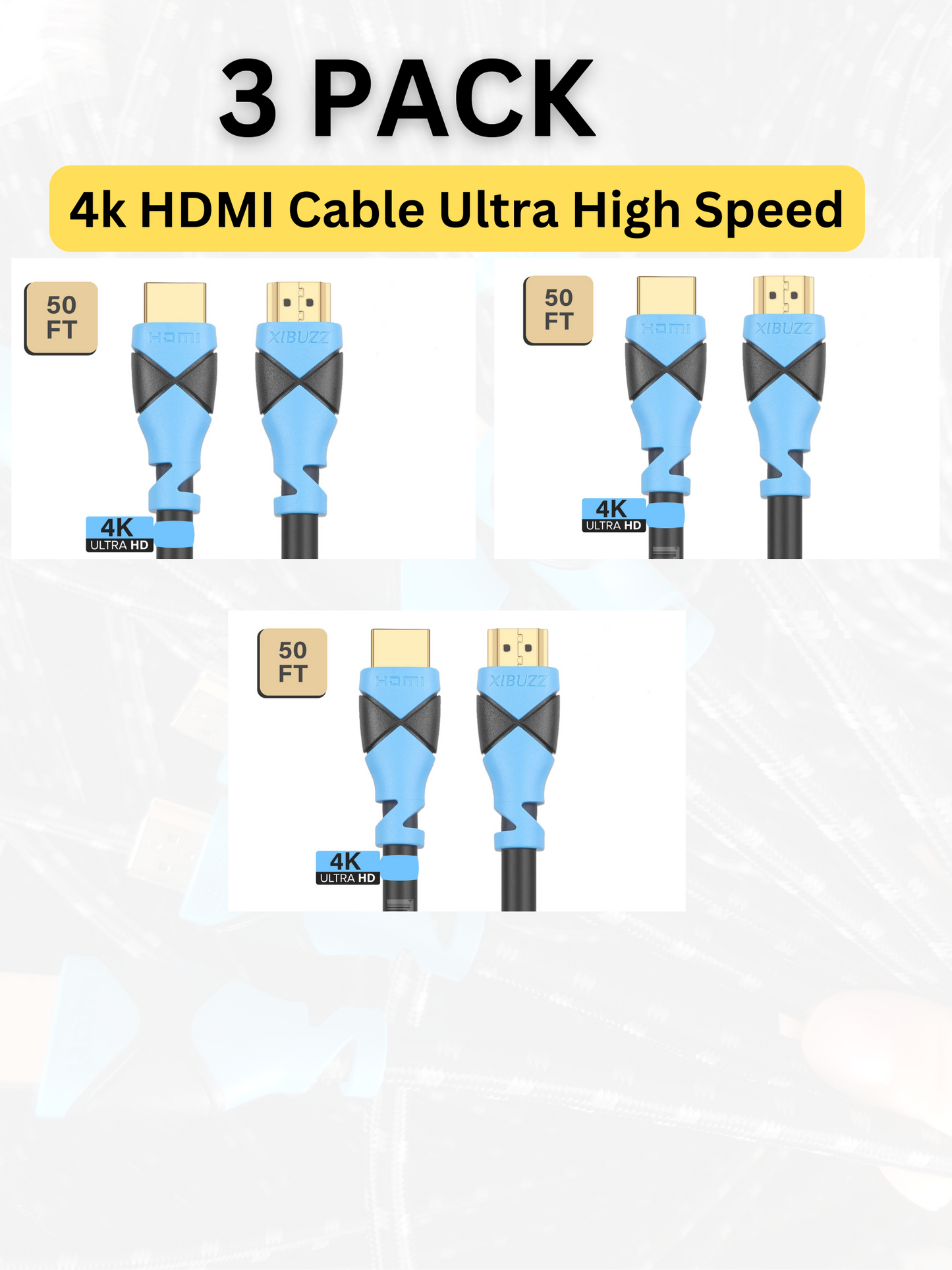 XIBUZZ™ 50ft HDMI 2.1 Cable 4K@120Hz 8K@60Hz & 48Gbps