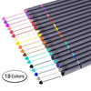 18-Piece Set of Art Color Pens - Fine Liner Journal Pens for Drawing, Coloring, and School Supplies - 0.4mm Fine Tip - Assorted Colors - Perfect for Artists and Students - Cart Pen Included