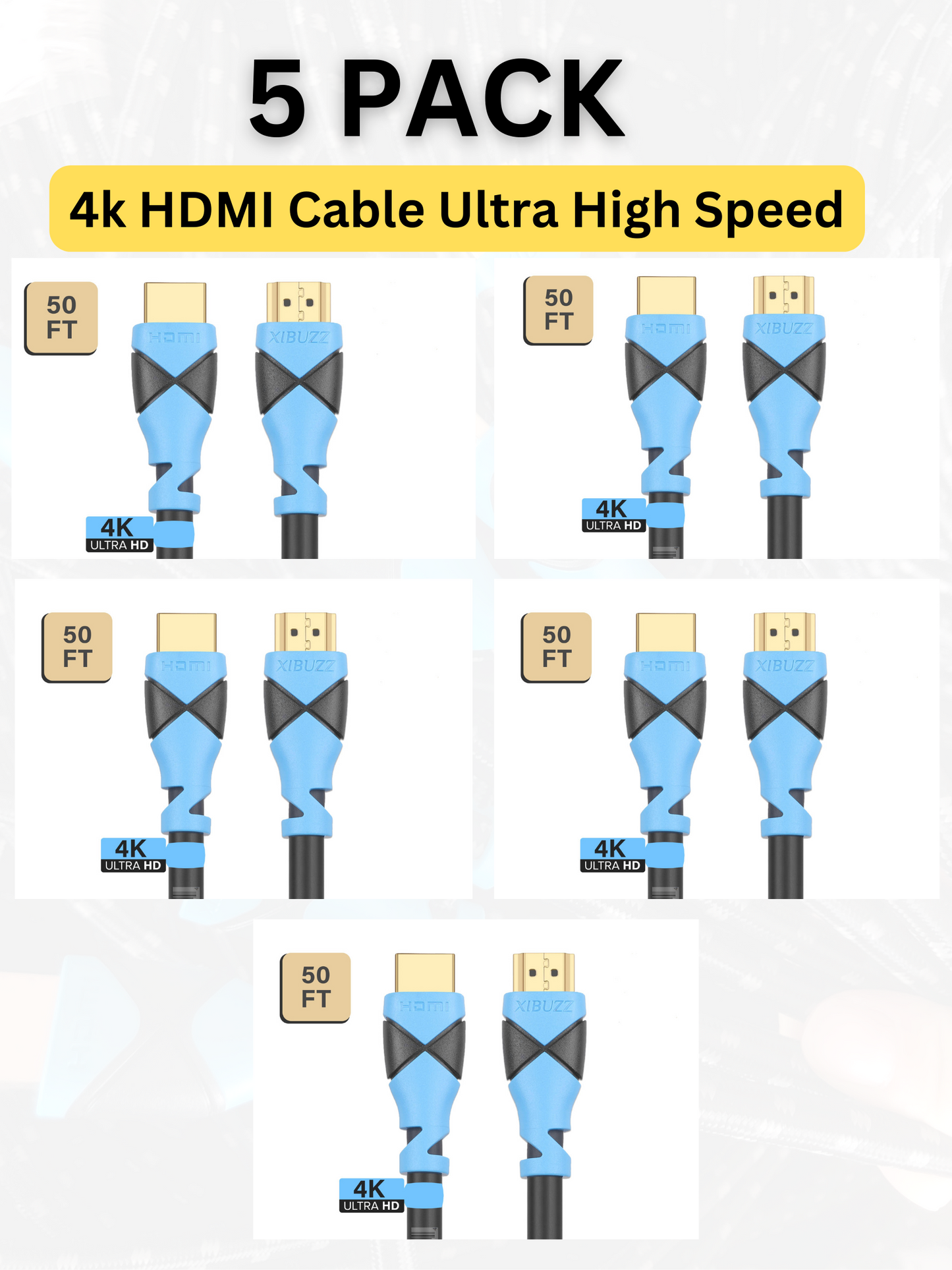 XIBUZZ™ 50ft HDMI 2.1 Cable 4K@120Hz 8K@60Hz & 48Gbps