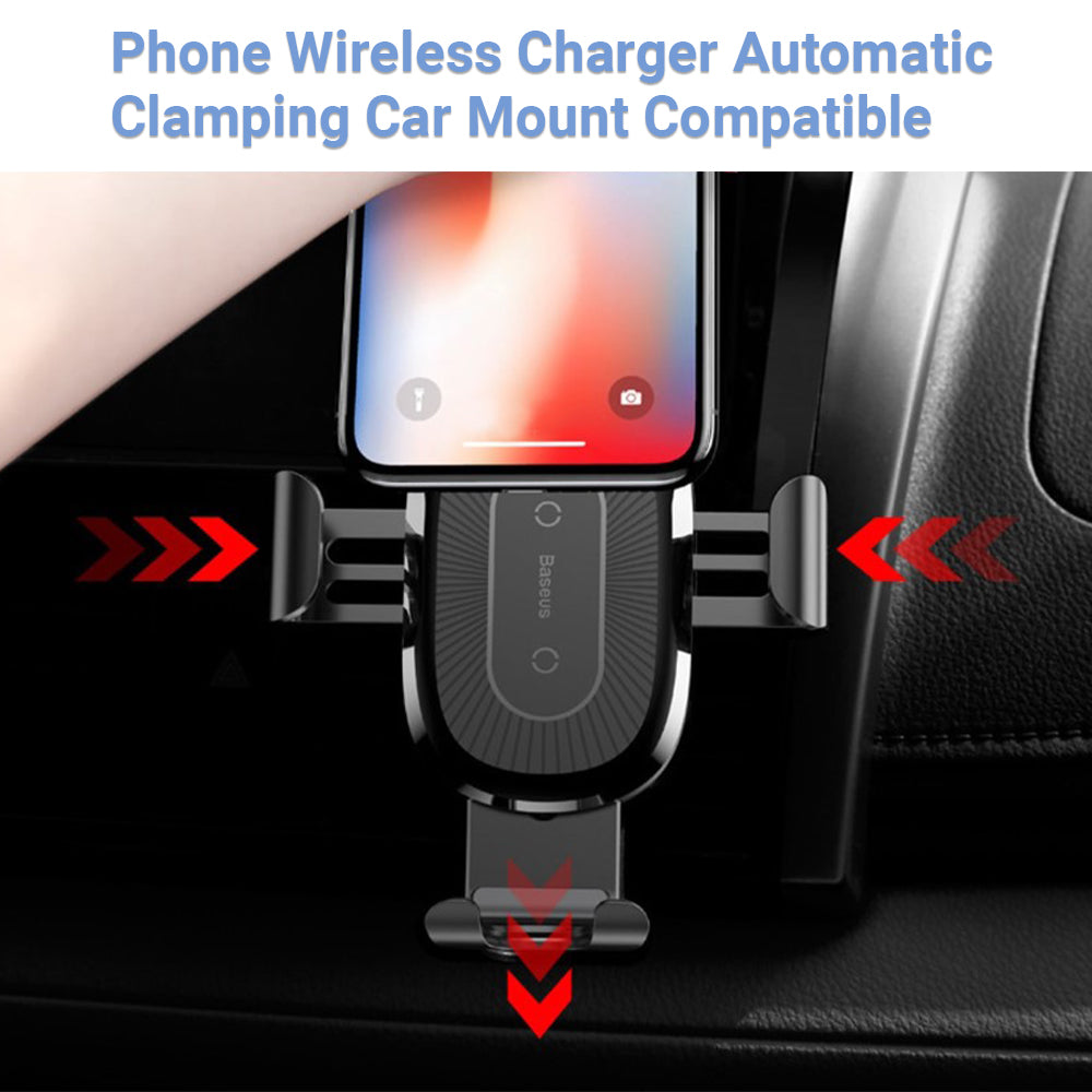 XIBUZZ Phone Car Holder with Phone Wireless Charger with Automatic Clamping Mount for Car Mount Compatible with iPhone, Galaxy & Other Qi-Enabled 4.7-6.5 inch Phone-Black 1 Pack