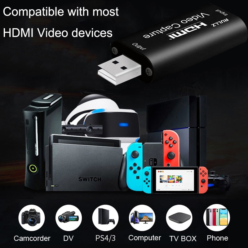 USB to HDMI Mini Video Capture Card for Gaming