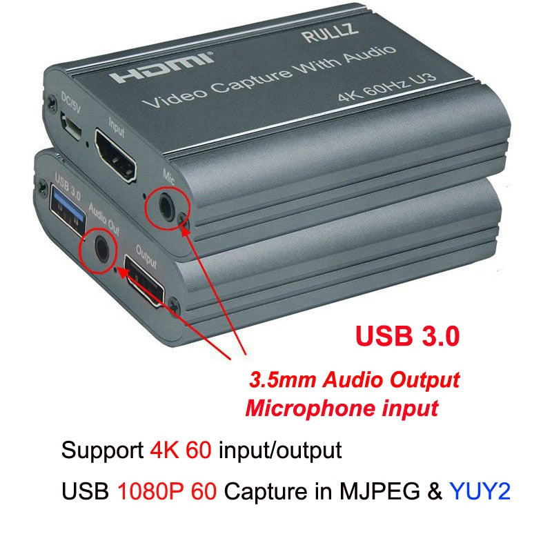 Carte d'enregistrement vidéo HDMI 4K