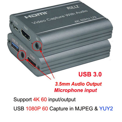 Carte d'enregistrement vidéo HDMI 4K