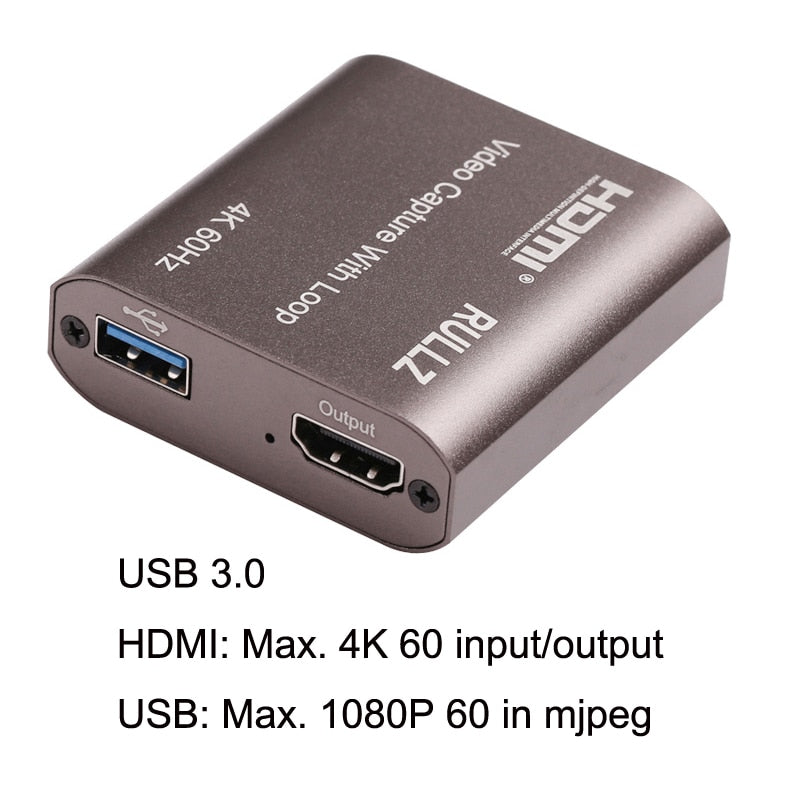 Carte d'enregistrement vidéo HDMI 4K
