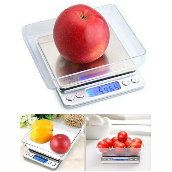 Food Scales For Kitchen 500g Capacity and 0.01g Accuracy with 2 Trays for Baking