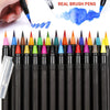 Real Brush Pens of 48 Colors for Watercolor Painting with Flexible Nylon Brush Tips.