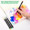 Real Brush Pens of 48 Colors for Watercolor Painting with Flexible Nylon Brush Tips.