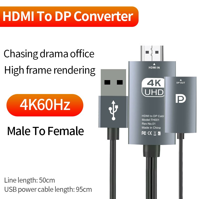XIBUZZ™ HDMI to Displayport Converter Cable4K 60Hz (Male To Female) For Laptop, PC, PS4, XBox