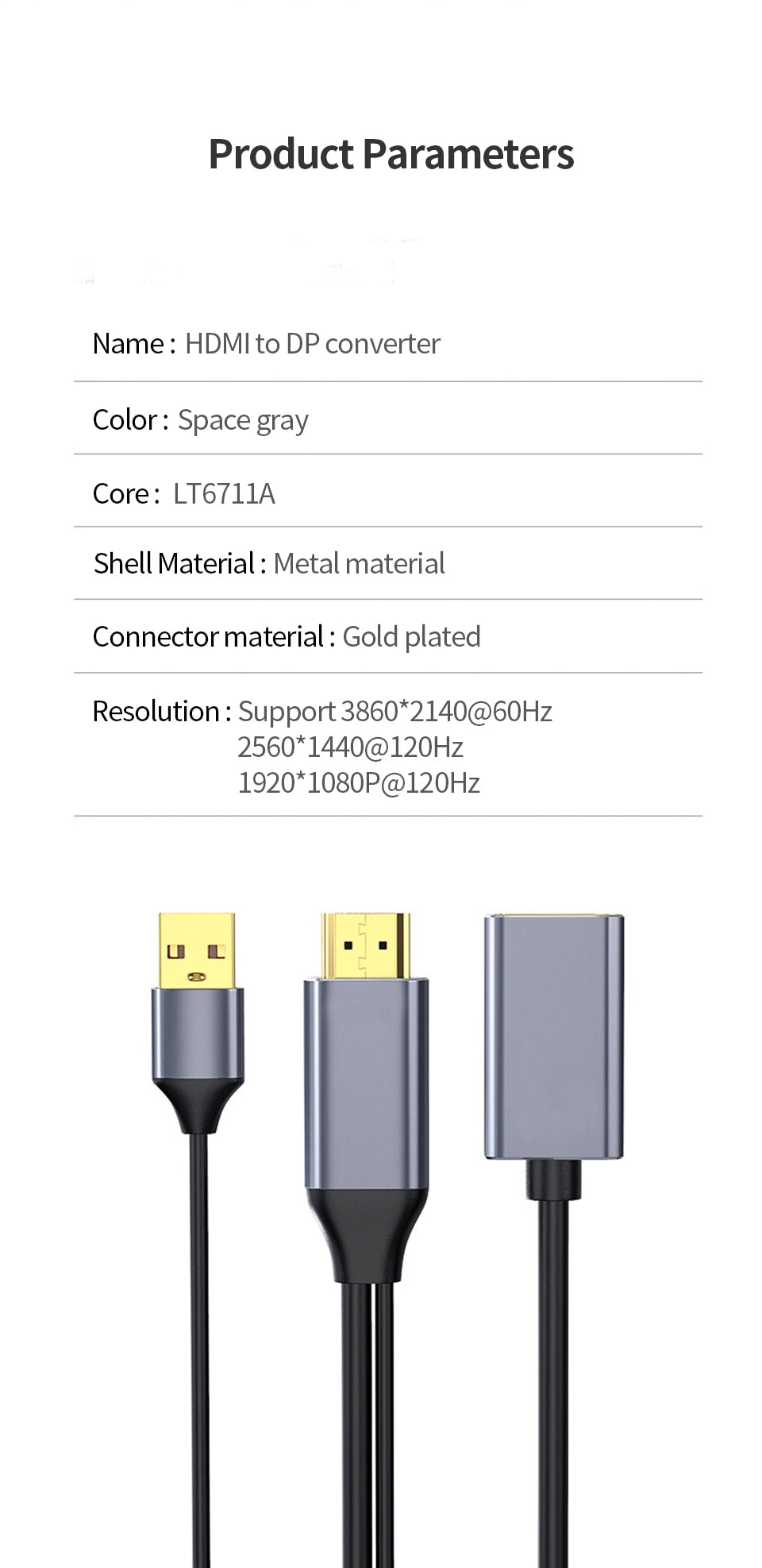XIBUZZ™ HDMI to Displayport Converter Cable4K 60Hz (Male To Female) For Laptop, PC, PS4, XBox