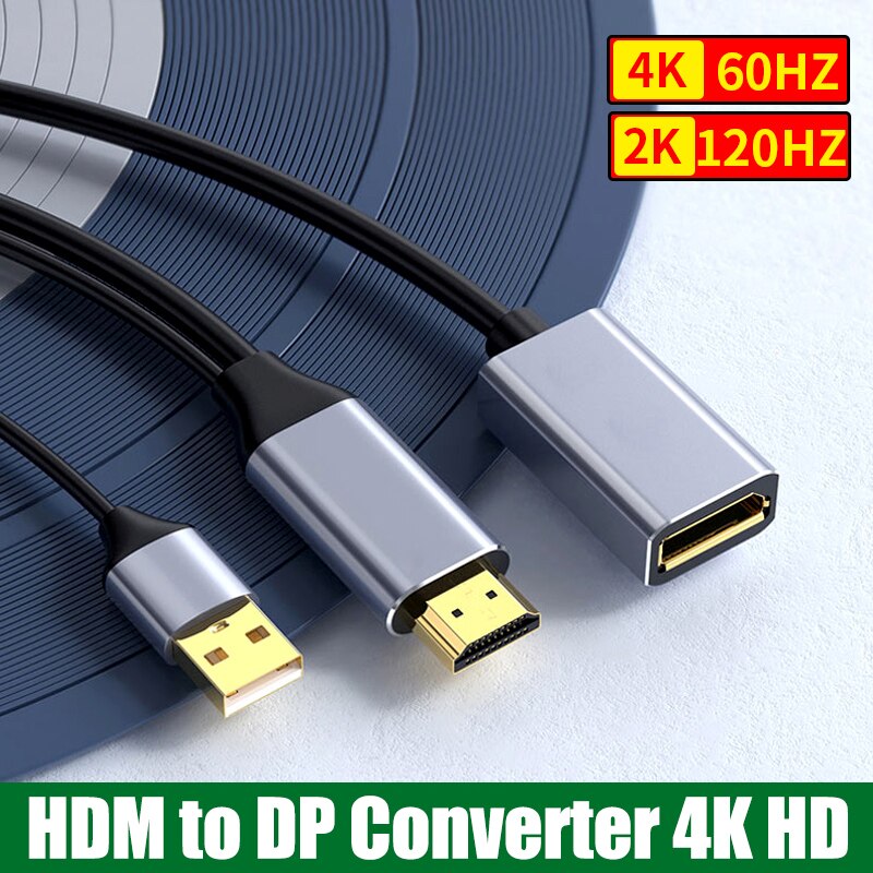 XIBUZZ™ HDMI to Displayport Converter Cable4K 60Hz (Male To Female) For Laptop, PC, PS4, XBox