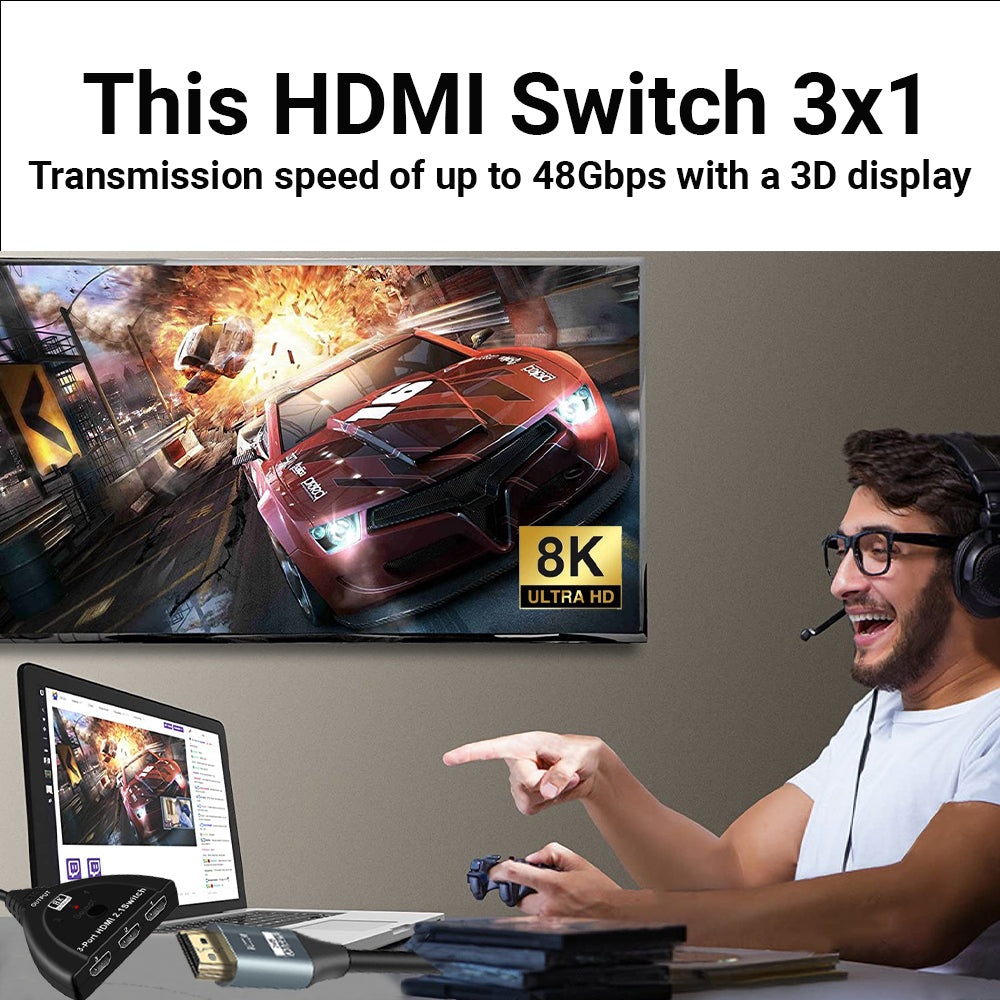 Câble de commutation HDMI2.1 8K 3-en-1